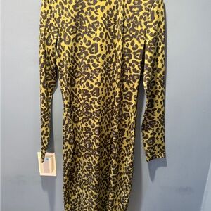 Leopard Print Long Sleeve Dress